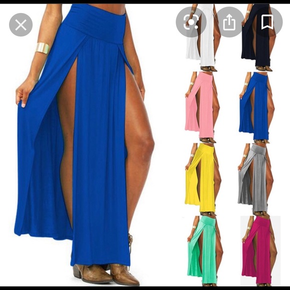 USA size Xs Long blue skirt that splits almost to waist on either side like new - Picture 16 of 16